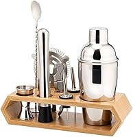 Vista 2 de TOEWOE Juego de coctelera con soporte, herramientas de barra de acero inoxidable, herramientas de barra de acero inoxidable, kit de herramientas