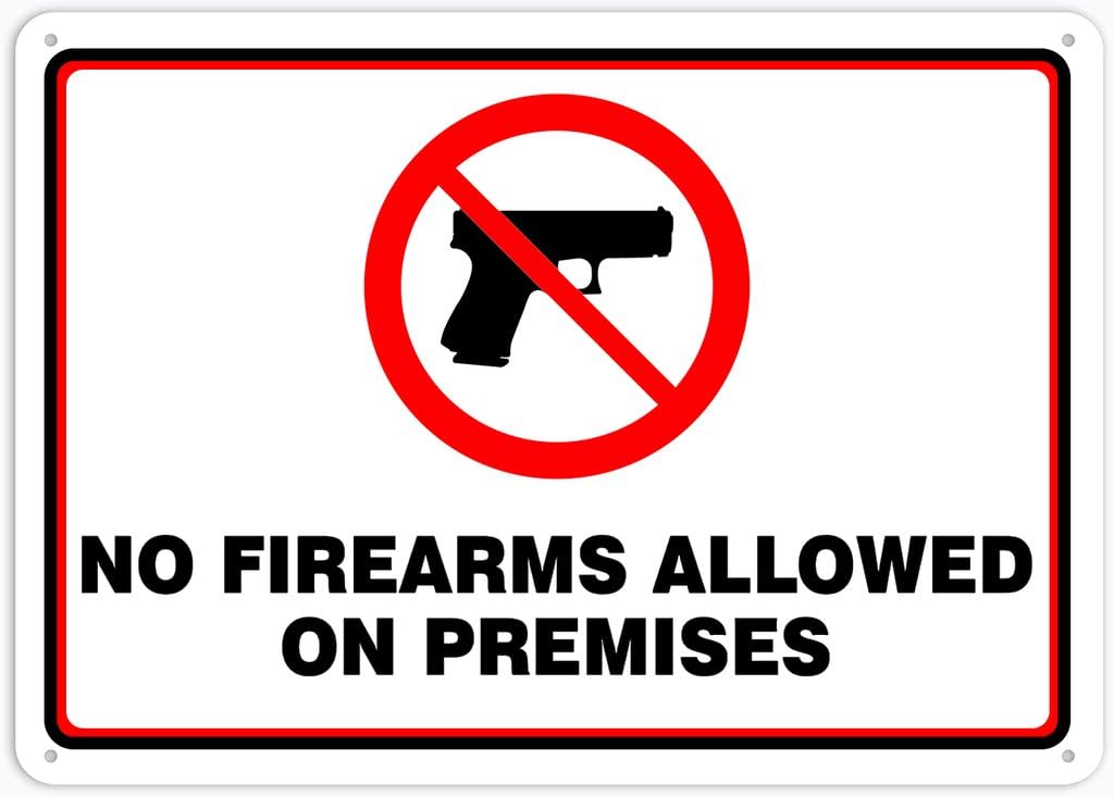 8"x12" Aluminum Tin Sign Plate - Safety Sign No Firearms Allowed On Premises - Safety Restriction Alert, Caution Warning Notice