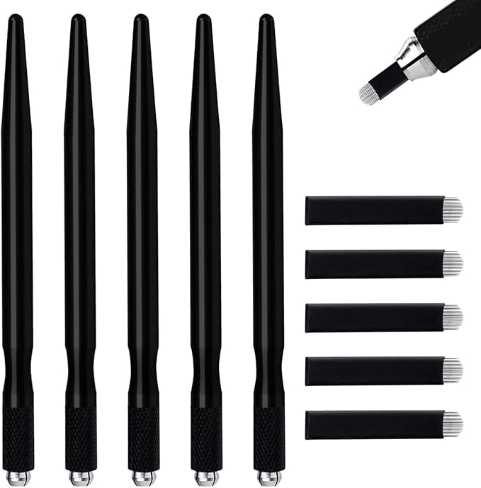 5pcs Nano 0.18mm 18 Pin U Shape Lightweight Manual Microblade Blade Disposable Tattoo Eyebrow Pen Aluminum Microblade Hand Tool Micro Blade Holder