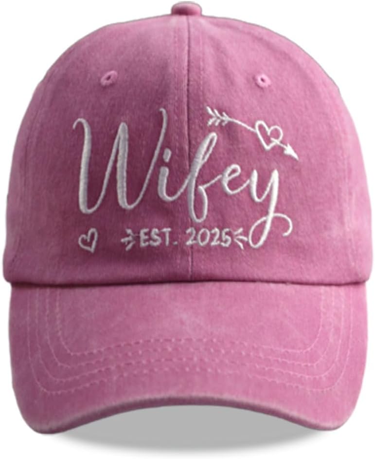 2 PCS Hubby and Wifey 2025 Hats for Men Women, Funny Adjustable Cotton Embroidered Couple Gifts Baseball Cap - Image 6