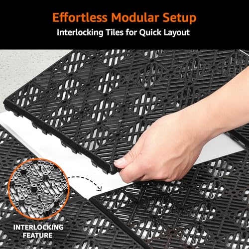 Image of Amazon Basics Interlocking Floor Tiles - Non-Slip Modular Design for Indoor and Outdoor Use, and Clean