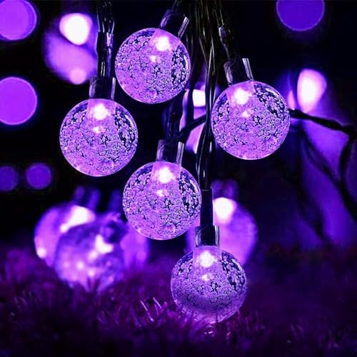 Guirlande lumineuse solaire avec 8 modes d'éclairage LED violet pour terrasse