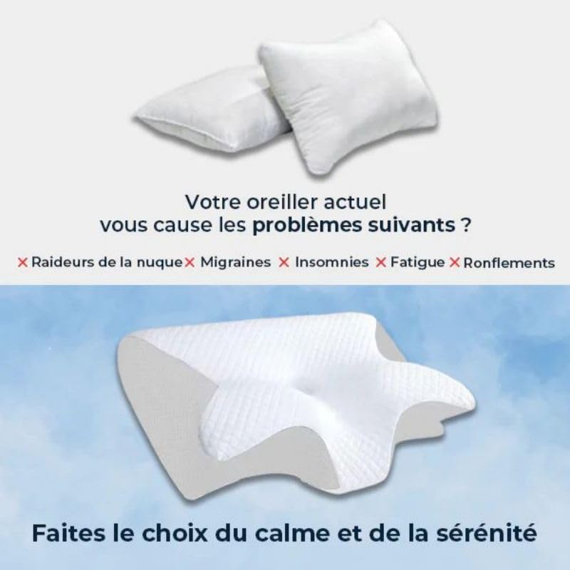 Miro France - Oreiller Ergonomique Cervicales Miro(Gris,1x Oreiller)