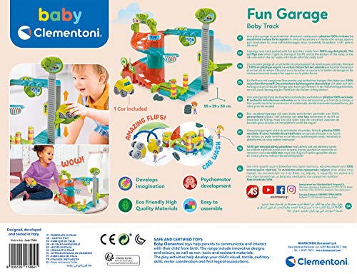 Clementoni - Baby Garaje Divertido - Juguete bebé con coche, juguete ecológico y sostenible, a partir de 18 meses (17404)