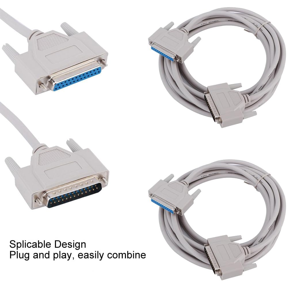 Fyearfly 15 Piedi Db25 Cavo di Prolunga 25 Pin, Lunghezza 4,5M(15Piedi) Linea di Porte Parallele Db9 Db25 Con Connettore Maschio E Femmina Rs232, per Stampante, Macchina per Incisione Mach-3