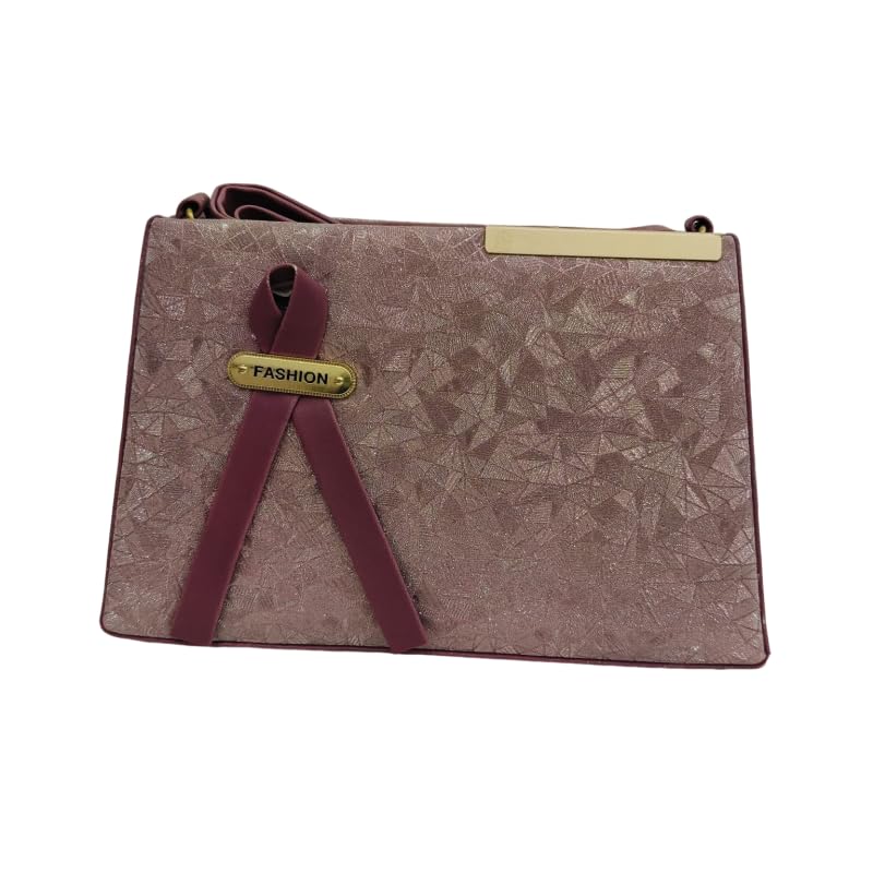 Women's Burgundy Faux Leather Handbag with Metallic Accents, 30 cm x 20 cm x 10 cm-image-23