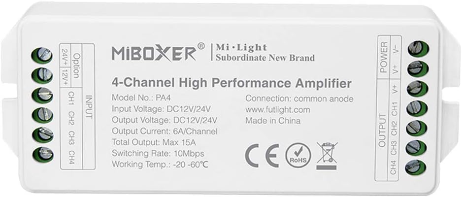 LGIDTECH PA4 Miboxer 4-Channel Hight Performance Amplifier DC 12-24V for RGB RGBW SMD 5050 3528 2835 Flexible LED Strip Light