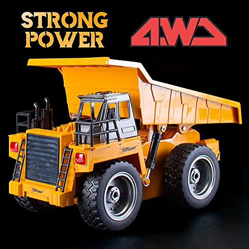 Top Race 6 Channel Full Functional Dump Truck, RC Remote Control
