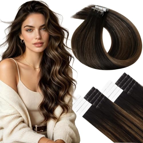 LaaVoo Injection Tape in Hair Extensions Invisi Edge Brown Seamless Blend