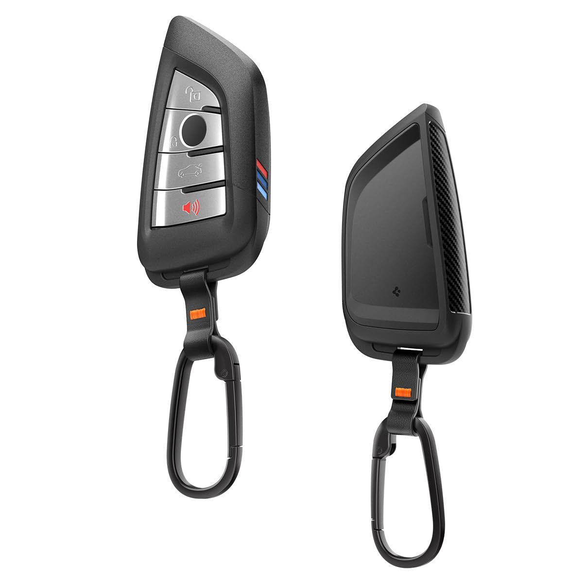 Spigen Black Bmw Key Fob Case With Tpu, Car Key Cover With [1 Pack] Carabiner & Strap, Designed For Bmw Accessories, Car Key Holder