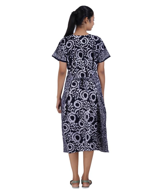 Image of MENMAII Women's [L-4XL] Full Open /Front Buttoned [a Kind of Adaptive Clothing] Multipurpose Nighty for Maternity /Pregnancy /Elderly /Patient /Feeding /Hospital Purpose Nighty Calf Length