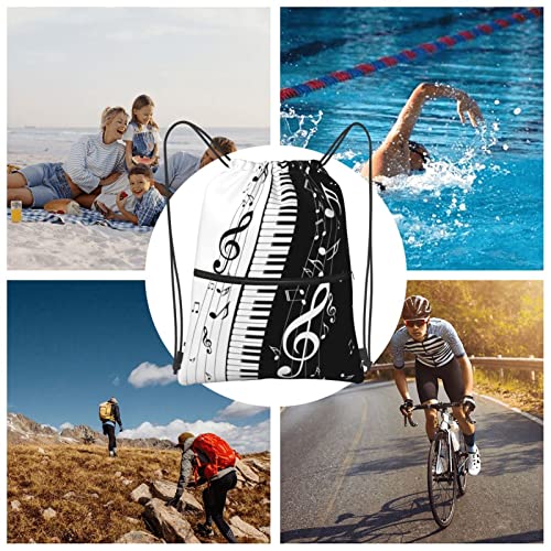 Famame Piano Keys Music Note Drawstring Backpack String Bag Sackpack For Gym Shopping Beach Sport Yoga2