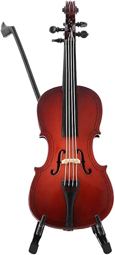 Miniatura 8 de Modelo de violonchelo en miniatura, adornos de madera para manualidades, mini réplica con estuche, regalo musical coleccionable para el hogar, café,