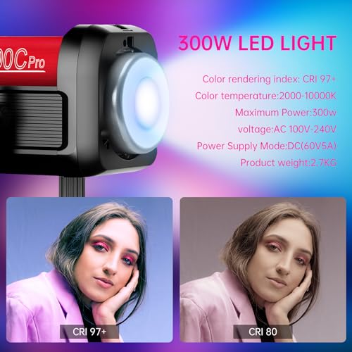 Image of GVM 300W Photo Lighting RGB Video Light with Bowens Holder Lantern Softbox and Stand CRI 97+ CCT 2000K~10000K 6 Lighting Scenarios Application Program Controlled Studio Photo Lights