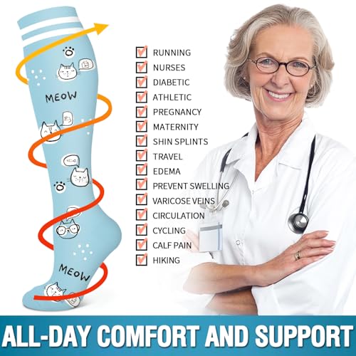 Image of Bluemaple 6 Pack Copper Compression Socks for Women and Men Circulation-Best Support for Medical, Running,Nursing,Athletic