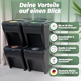 Novaliv System segregacji śmieci 25 l, system segregacji – kosz na śmieci z 4 przegródkami – systemy segregacji śmieci można układać w stos – segregacja śmieci – system segregacji odpadów – organizer