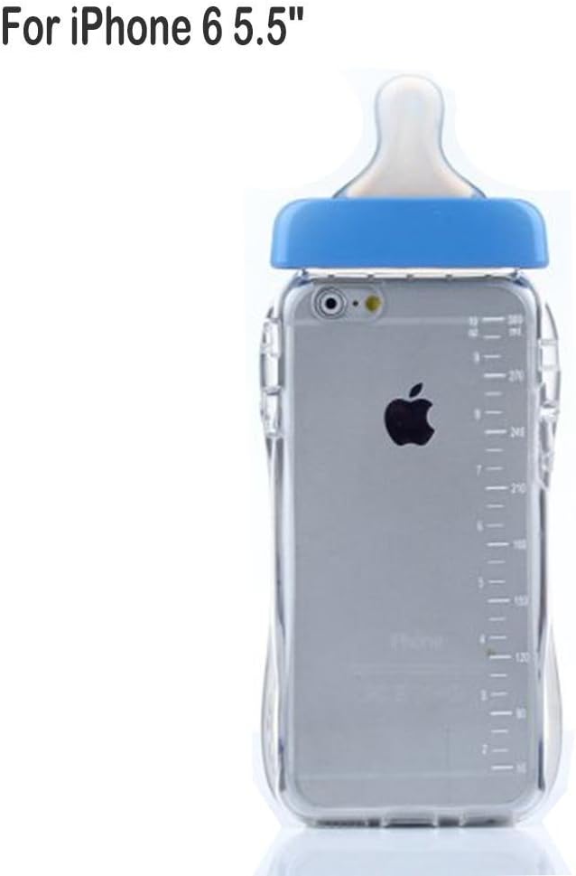 New For Apple iPhone 6 4.7"/6 Plus 5.5 inches Creative Simulation baby milk bottle clear case Soft Silicone Protective Phone Back Case Covers (5.5 Plus Blue)