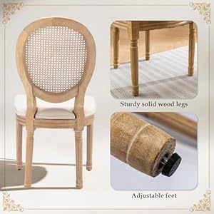 SoarFlash French Dining Chairs Set of 2, Vantage Dining Chair with Round Back, Wood Leg Farmhouse Country Rattan Dining Chair for Kitchen,Bedroom,Beige SoarFlash French Dining Chairs Set of 2 Vantage Dining Chair with Round Back Wood Leg Farmhouse Country Rattan Dining Chair for KitchenBedroomBeige