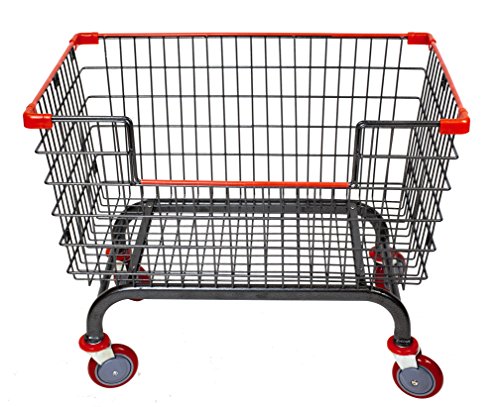 Coin Laundry Cart, Cart&Supply [Heavy Duty] [Rolling Cart] 6.0 Bushel Gray/Red (Charcoal Gray 6.0 Large Capacity Double Pole Rack) #TOP2