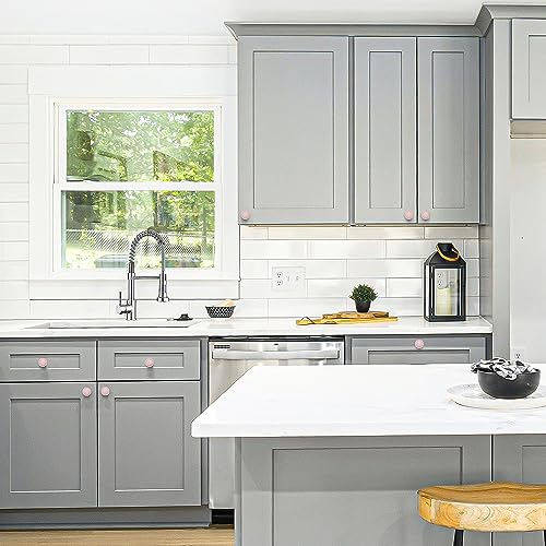 Image of Ravinte 5 Pack 1-1 /4 Inch Kitchen Cabinet Knobs Pink Frosted Zinc Pulls Door Handles for Dresser Drawers