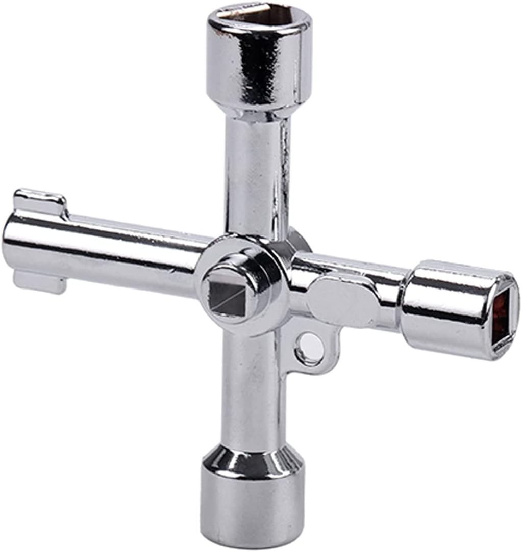 Muye Multi-function Cross Electric Control Cabinet Inside 4 Ways Universal Triangle Key Wrench Elevator Door Water Meter Valve Square Hole Key Silver