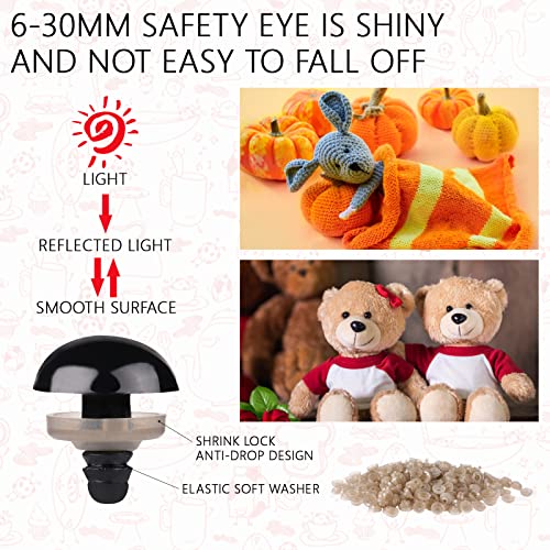 816 Pcs Safety Eyes For Crochet 6-30Mm Plastic Colorful Safety Eyes For Amigurumi With Washers Black Stuffed Animal Eyes For Craft Teddy Bear #TOP4