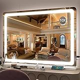 FENNIO Vanity Mirror with Lights 32"x22", LED Lighted Makeup Mirror, Large Makeup Mirror with Lights