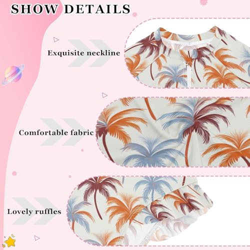 Tropical Palm Tree Girls Long Sleeve Swimsuit UPF 50+ Rashguard Swimwear One Piece Bathing Suit for 3-12 212174893