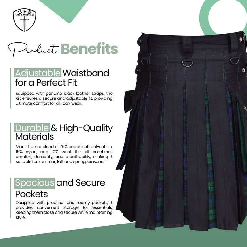 UFS Kilts- Utility Kilt for Men Cotton & Tartan Size 30-66'' - Image 5