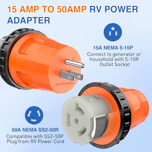 Image of Nilight 15 Amp to 50 Amp RV Power Adapter 5-15P to SS2-50R