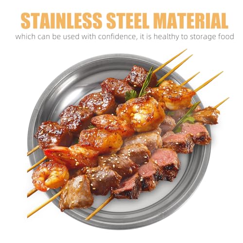 YARNOW Metallteller-Set Edelstahlteller 6 runde Teller Metall Campingteller Stahl Servierplatten für Zuhause 18 cm Campingteller