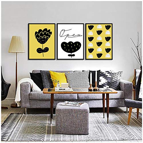 Affiche scandinave nordique fleur lot de 3 toiles 50x70 cm pour décoration de salon