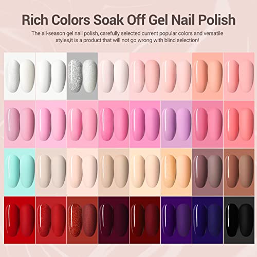 Shelloloh Nagellack-Set, semi-permanent, 32 Stück, Gel-Nagellack, semi-permanent, UV-/LED-Lampe, Basislack, Gel… – Bild 3