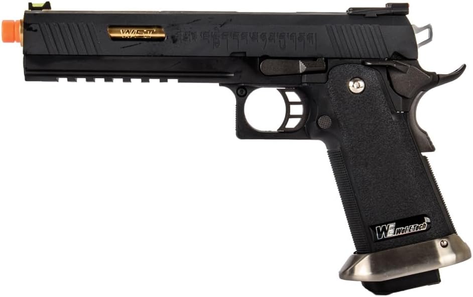 WE-Tech Hi-Capa 6" IREX Full Auto Competition Airsoft Pistol Full Package with 2X 12kg Oil Green Gas & 3000 Counts of 0.25g BBS