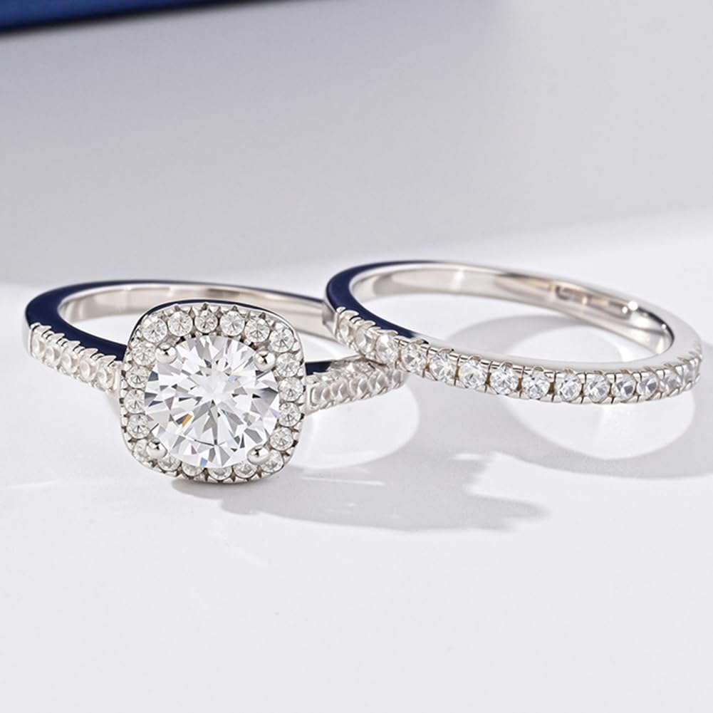 Engagement Rings Wedding Bands Bridal Sets for Women 925 Sterling Silver CZ Cubic Zirconia - Image 2