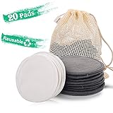 Winload Discos Desmaquillantes Reutilizables, 20 pieza Almohadillas Desmaquillantes Lavables, Desmaquillante Facial Hechos en Fibra de Bambú de Algodón, con Bolsa de Lavandería
