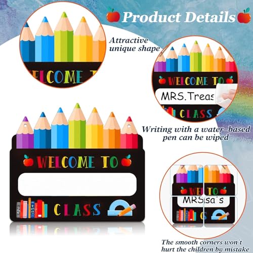 Image of SICOHOME Personalized Classroom Door Sign - Welcome Signs for Classroom Door Decorations Hanger 13 inch Teacher Sign for Back to School Decor Hanging Signs Teacher Supplies