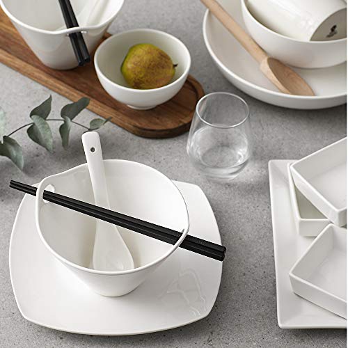 DOWAN Juego de 2 cuencos de ramen, cuencos japoneses para fideos con palillos y cucharas, cuencos profundos de 20 onzas, cuencos blancos de cocina para ramen, sopa, lavavajillas y microondas