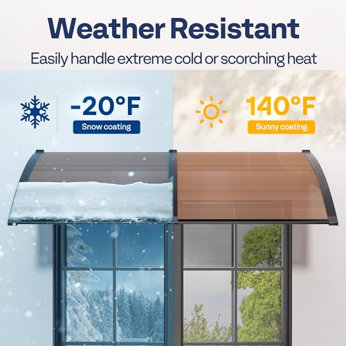 VIVOHOME Polycarbonate Window Door Awning Canopy Brown with Black Bracket 40 Inch x 120 Inch - Thumbnail 4