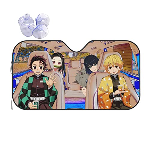 Anime Car Windshield Sunshade Blocks Sun Visor Protector Foldable Sun Shield Keep Your Vehicle Cool, Fits Windshields Of Most Sizes #TOP7