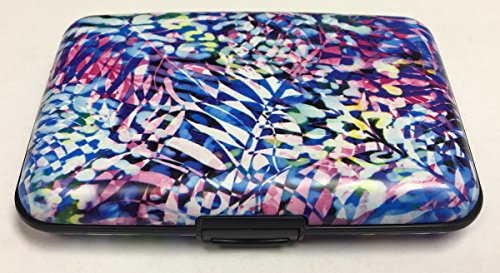 Purple Flowers Floral RFID Secure Theft Protection Credit Card Armored Wallet