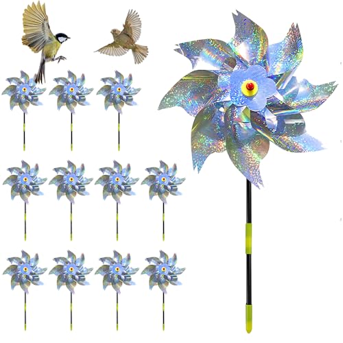 Molino de Viento, NAVESO Espanta Palomas, Antipalomas, 12 PCS Repelentes De Molino De Viento, Ahuyenta Palomas para Balcón, Huerto, Patio, Jardín