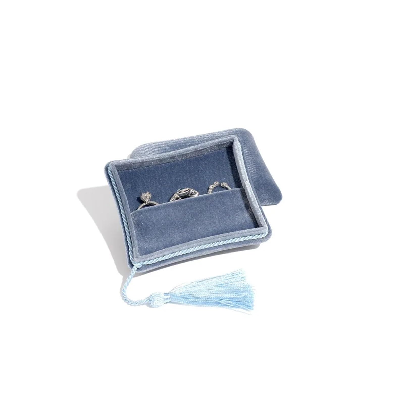 WEOKDFHA Jewelry Storage Bag Velvet Tassel Jewelry Box Portable Ring Earrings Necklace Storage Display Packaging(Blue)