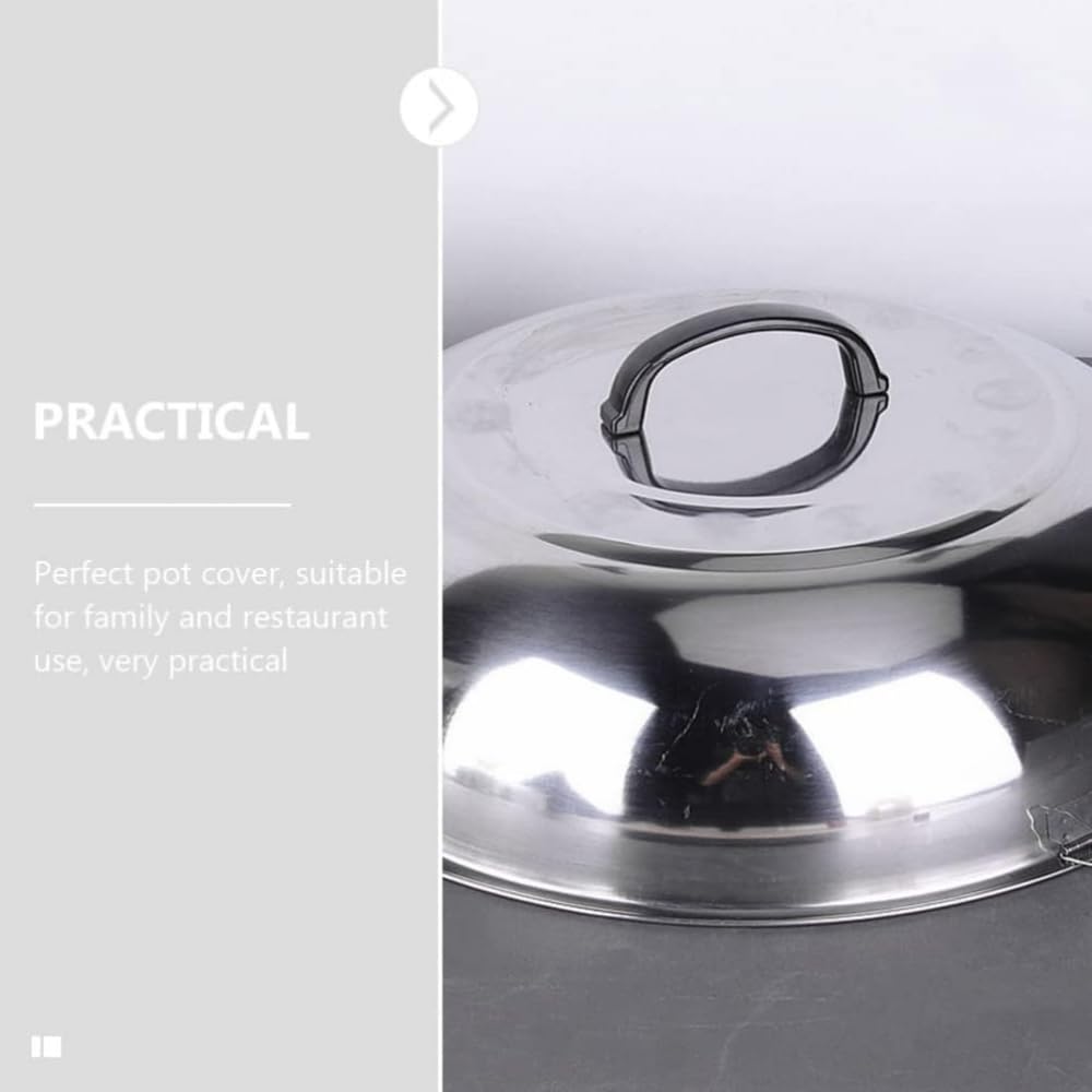 Coperchio universale in acciaio inox rotondo a cupola in ghisa, coperchio di ricambio per padelle, padelle e padelle in ghisa, 48 cm