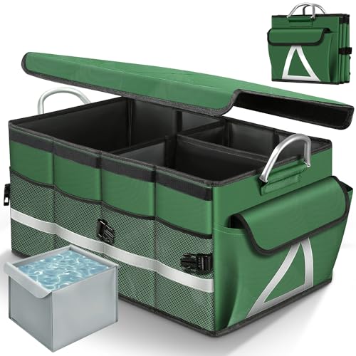 WINHUNT Organizador de maletero de coche, organizador de almacenamiento de coche con bolsa impermeable, plegable, organizador de múltiples compartimentos para coche, SUV, sedán, camión, parte inferior