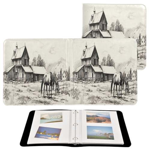 Álbum de fotos adhesivo DIY Scrapbook Álbum de caballo y granero con 3 anillas 40 páginas 8x10 para memoria miniatura 2