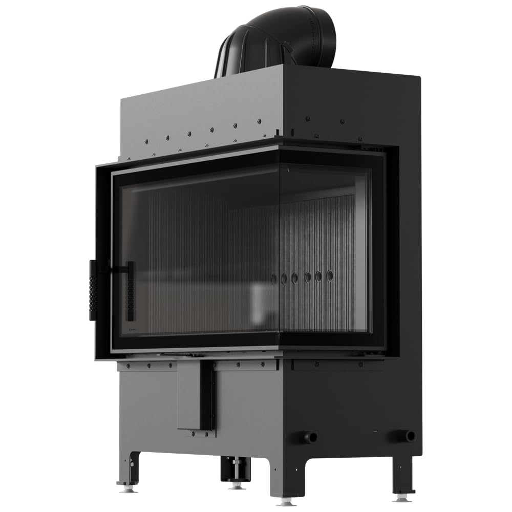 KRATKI Inserto per camino in acciaio a legna LUCY 14 kW Ø200 destro A nero