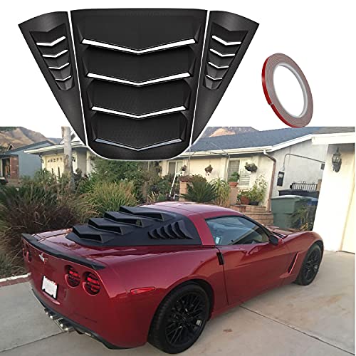 Yoursme Rear and Side Window Louvers Windshield Sunshade Cover Fits for 2005-2013 All Chevrolet Corvette C6 Coupe, Z06, Grand Sport and ZR1 ABS Matte Black