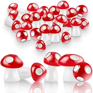 Cobee Cute Miniature Mushrooms Figurines, 40 Pieces Fairy Garden Mini Mushroom Model Ornaments Artificial Mushroom Statue  Accessories for Dollhouse Micro Landscape Home Party Decoration Supplies