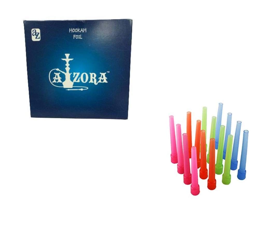 SCORIA Pre-Cut Silver Aluminum Foil Paper with 50Pcs Hookah Mouth Tips/Filters Combo for Hookah